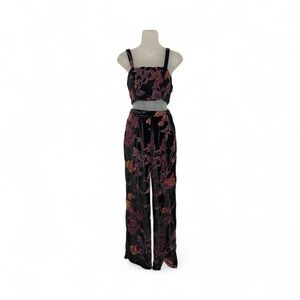 Luxxel Black and Pink Floral Jumpsuit